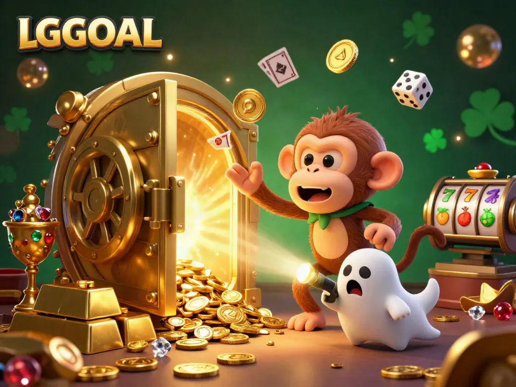 Experience thrilling moments with the LGOGOAL monkey juggling coins, revealing treasures in a haunted casino.
