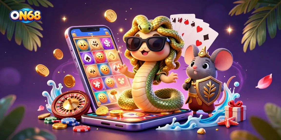 Engage with ON68's exciting games where Medusa and friends explore vibrant casino adventures.