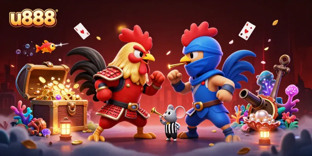 Challenge your luck with u888 in this vibrant casino showdown featuring fighting roosters.