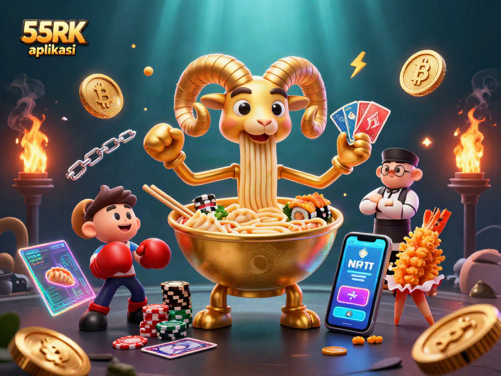 Experience thrilling gameplay with the 55RK aplikasi featuring vibrant characters and crypto elements.