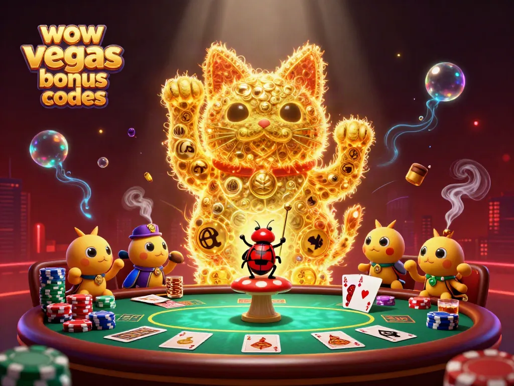 Engage with incredible wow vegas bonus codes while enjoying vibrant casino symbols and gold coins!
