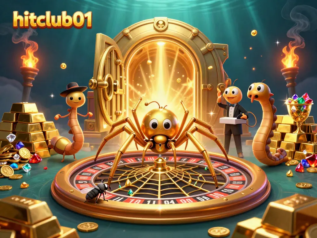 Bet on hitclub01 with a thrilling roulette web spun by a golden spider in a festive casino