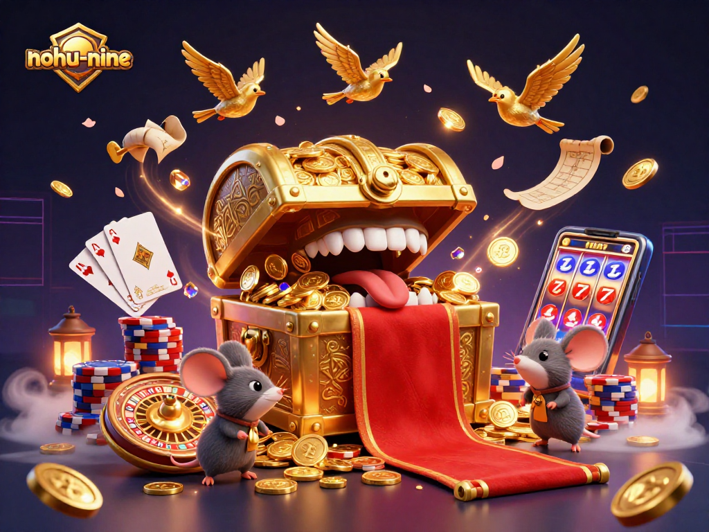 Experience thrilling gameplay with nohu-nine as you chase after riches in this vibrant casino scene.