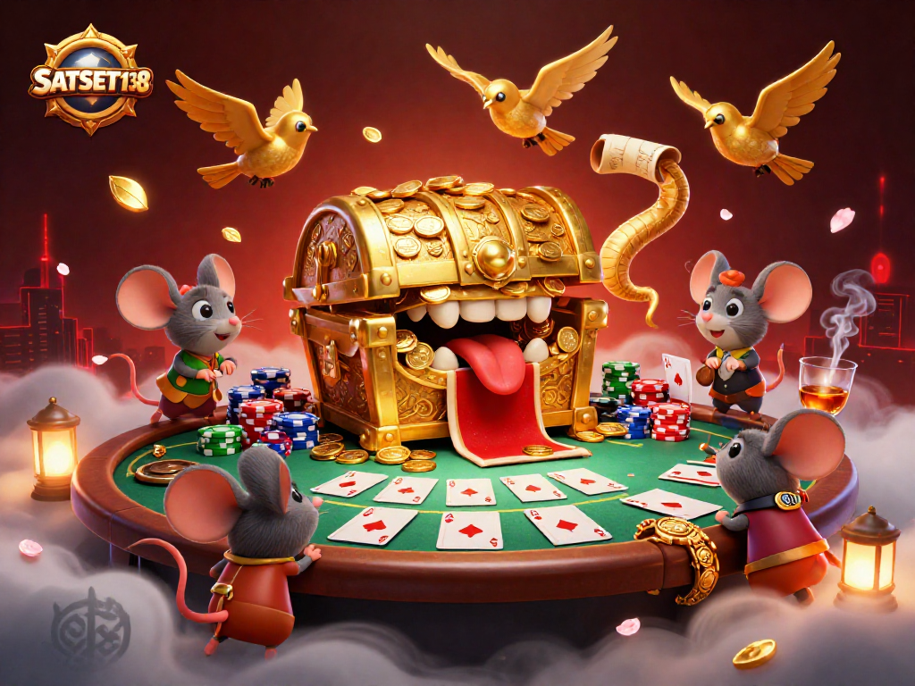 Menang besar di SATSET138 dengan simbol kekayaan dan permainan slot yang menarik.