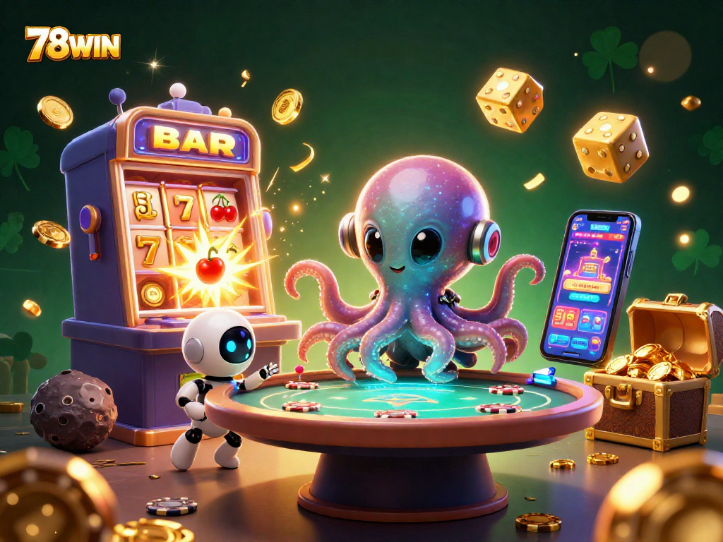 Experience thrilling gaming at 78WIN with an alien octopus and jackpot excitement.